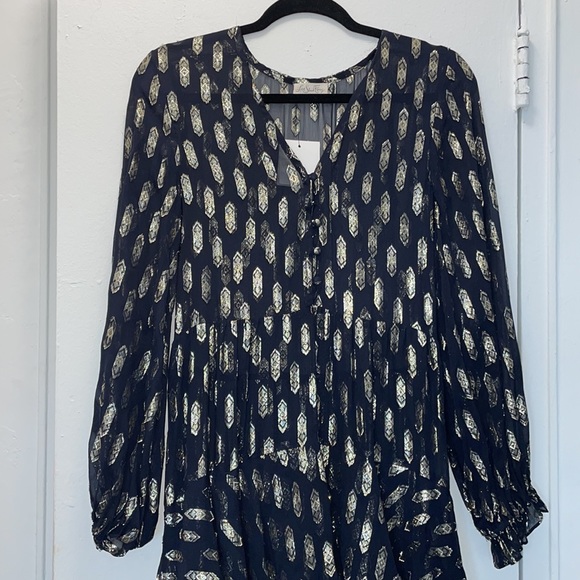LoveShackFancy navy & gold brand new dress - Picture 3 of 9